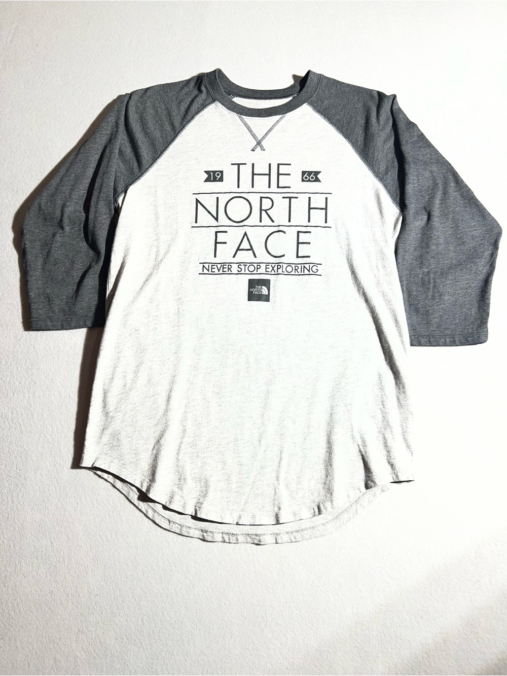 The North Face Men's White & Gray Raglan Graphic Baseball Tee